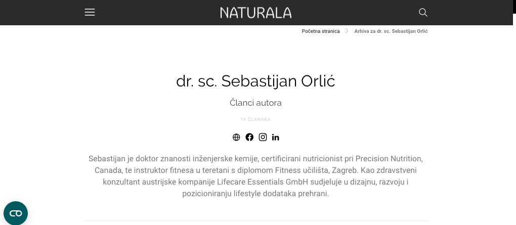 Sebastijan Orlić - Kvaliteta života - Longevity - Dugovječnost - Nutricionizam